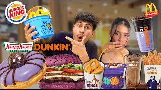 Eating HALLOWEEN FAST FOOD ITEMS FOR 24 HOURS 2024 Edition [upl. by Younglove]