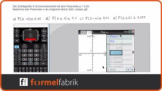 BinomialverteilungBernoulli quotnquot gesucht Wie groß ist der Stichprobenumfang TI nspire [upl. by Dorca]