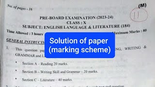 Class 10 English pre board Solution paper Session 202324pre board question 2023class 10 Morning [upl. by Aihsoem]