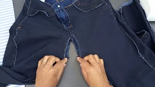 04 Dica de Conserto  Como Levantar a cintura baixa de uma calça Jeans de Baixa para cintura alta [upl. by Shurlock]