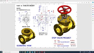 SOLIDWORKS PRACTICE FULL LECTURE104 STOP VALVE [upl. by Eniamert]