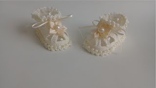 zapatitos para bautizo a crochet bebe 2 a 4 meses [upl. by Amie]