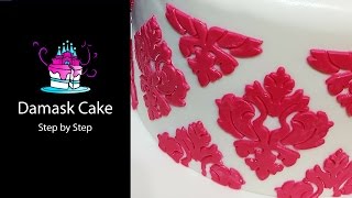 Damask Cake Tutorial  Step By Step [upl. by Atikam]