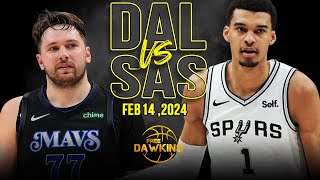 Dallas Mavericks vs San Antonio Spurs Full Game Highlights  February 14 2024  FreeDawkins [upl. by Ahsenek]