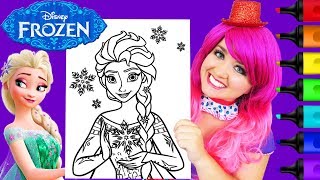 Coloring Frozen Elsa Snow Queen GIANT Coloring Page Prismacolor Markers  KiMMi THE CLOWN [upl. by Jeromy538]