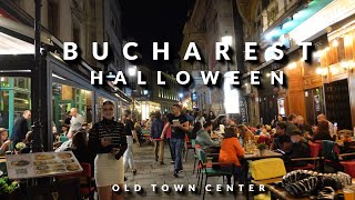 Bucharest Romania Nightlife Virtual Tour 4K Charming historical centre tour on Halloween 2023 [upl. by Adin18]