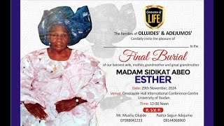 CELEBRATION OF LIFE Madam Sidikat Abeo Esther [upl. by Dnalon72]