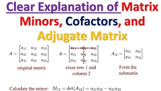 Clear Explanation of Matrix Minors Cofactors and Adjugate Matrix Linear Algebra and Calculus [upl. by Melantha]