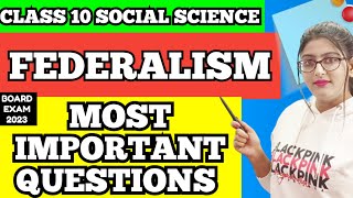 Federalism question answer Federalism Most important questions  Federalism class 10 cbse [upl. by Yoshi450]