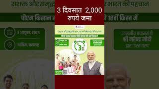 PM किसान योजनेचा 18 वा हप्ता 3 दिवसात जमा  PM kisan yojana  pmkisan18thinstallmentdate2024 [upl. by Salena724]