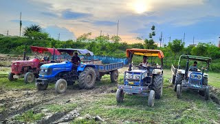 New Jcb Cat Backhoe Machine And Loading Tractor Stuck in Sonalika Eicher Mahindra Yuvo Tractor [upl. by Fagen916]