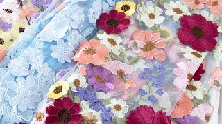 Fairytale Multicolor 3D Flower Embroidery Lace Fabric 31050 [upl. by Callida]