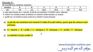 les solutions acides et basiques 3AC  Série dquotexercices corrigée n°4  Exercices 3 4 et 5 [upl. by Tenay60]