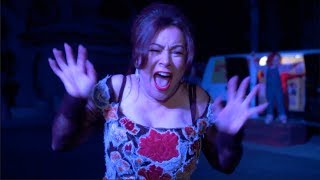 Jennifer Tilly Survives the Terror Tram at Halloween Horror Nights Hollywood 2017 [upl. by Ames556]