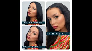 SPOT THE DIFFERENCE CHEAP SYNTHETIC WIG vs AFFORDABLE HUMAN HAIR BLEND amp INVISIBLE LACE WIGS [upl. by Imas]