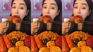 ASMR MUKBANG Chicken thigh Boiled egg hot dog with Korea noodles by Surmian먹방 [upl. by Poulter]