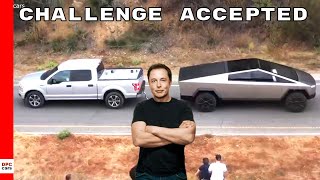 Elon Musk Accepts Tug Of War Challenge Between Tesla Cybertruck vs Ford F 150 [upl. by Ryder]