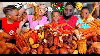 HUGE 300 SPICY SEAFOOD BOIL MUKBANG quotJuicy amp Crabquot with GLAZED DONUTS  QUEEN BEAST FAMILY MUKBANG [upl. by Knah438]