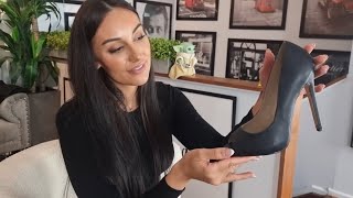 Ashley Unboxes Black Faux Leather Pleaser 5 Inch Single Sole High Heel Shoes With Open Toe [upl. by Azarcon299]