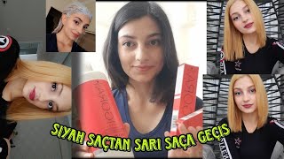 Mavi Siyaha Boyadığım Saçlarımı İgora ile Sarı Yaptım  Sarı Saç Boyama  Saç Açma [upl. by Laina]