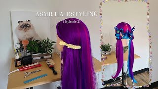 ASMR HAIRSTYLING  HAIR BRUSHING HAIRSTYLE HAIR OILING AND BRAIDS [upl. by Nagard]