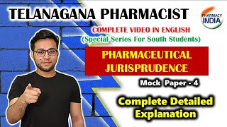 Pharmaceutical Jurisprudence  Mock Paper  4  English Video Sol Telangana Pharmacist telengana [upl. by Severin]