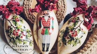 Bombki choinkowe w klimacie vintage  Vintage christmas decor  Decoupage Tutorial DIY [upl. by Pauline]