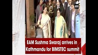 EAM Sushma Swaraj arrives in Kathmandu for BIMSTEC summit  Nepal News [upl. by Luci]