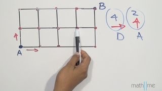 ¿Cuántos caminos para llegar de A a B a través de una reticula 2x4 [upl. by Notsek]