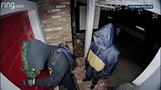 Doorbell camera spots armed suspected burglars at front door of Covina home [upl. by Hermia]