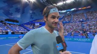 Roger Federer oncourt interview RR  Mastercard Hopman Cup 2017 [upl. by Renaud]