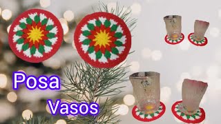 Posa vasos navideños a CROCHET 🧶 [upl. by Enidaj696]