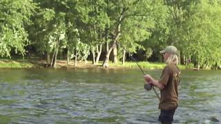 Centerpin Fishing  BIG Catfish Wading Muddy River [upl. by Reinke671]