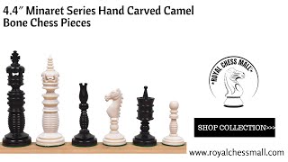 Hand Carved Camel Bone Chess Pieces  Minaret Series  Royal Chess Mall [upl. by Negroj242]