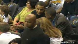 Barack Obama Attends NBA Game  Prez Full Court Press   FIRST FAN [upl. by Eniamerej]