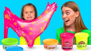 PlayDoh Slime Play  Satisfying Colorful Glitter and Foam Tricks [upl. by Arnst]