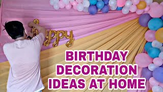 SIMPLE BIRTHDAY DECORATION IDEAS AT HOME  PLEATED BACKDROP WITH BALLON GARLAND  Rex Montalbo [upl. by Layor502]