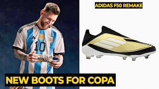 LEAKED Messi new boots Gold Adidas Messi F50 Triunfo Dorado for Copa America 2024  Football News [upl. by Swope513]