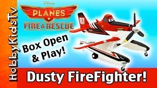 Disney Planes Fire TOY DUSTY Firefighter Toy Review HobbyKidsTV [upl. by Ellekim]