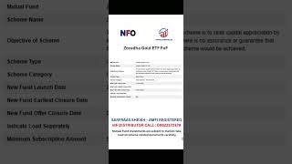 Zerodha Gold ETF FoF New Fund Offer NFO [upl. by Bentlee815]