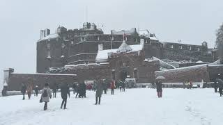 Edinburgh first snowfall  Edinburgh Castle St Giles Cathedral Princes Street Gardens walk [upl. by Adnofal]