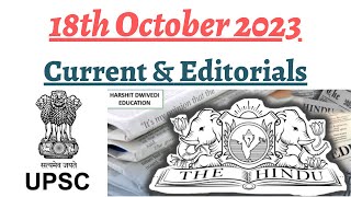 18th October 2023The Hindu Editorial AnalysisDaily General Awareness Articles by Harshit Dwivedi [upl. by Banwell]