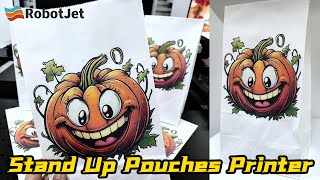 How to print on stand up pouches with single pass digital printer singlepassprinter halloween [upl. by Drice]