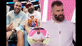 Travis Kelce roasts brother Jasons too small shirt in Monday Night Football debut [upl. by Timmie280]