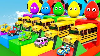 ABC Song One Little Finger  Fire Truck School Bus Excavator  Nursery Rhymes  Satisfying Videos [upl. by Yraccaz]