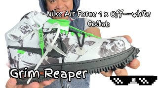 Unboxing Off—white X Nike Air Force 1  on feet  the Grim Reaper [upl. by Nhguaval]