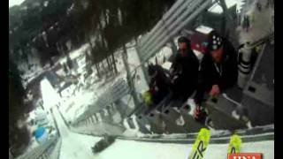 Aus Sicht eines Skispringers Mit der Helmkamera von der Schanze [upl. by Elyag132]