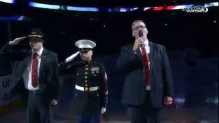 Blackhawks vs Canadiens 1252014 National Anthems [upl. by Htnamas]