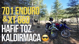 Husqvarna 701 Enduro ve Yamaha XT 660  hafif toz kaldırmaca [upl. by Hsevahb]