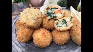 Croquetas de acelga queso salsa blanca con dip de salsa mayonesa [upl. by Kaitlynn503]